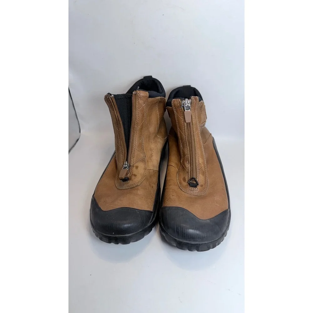 Clarks‎ Muckers Tan Leather Waterproof Front Zip Ankle Boots Mens Size 8 M